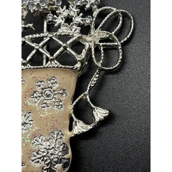 Christopher Radko shiny Brite stocking pin brooch and matching earrings - Picture 11 of 16